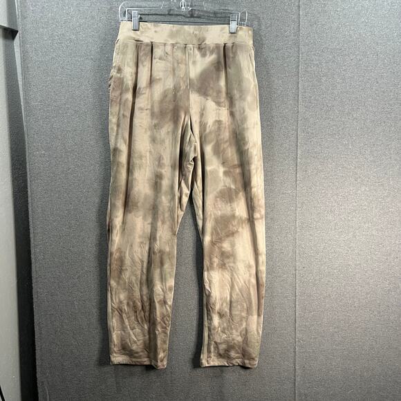 LOGO Lounge by Lori Goldstein Reg Tie Dye Straight Pants Taupe, Large - Picture 1 of 6